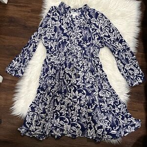 Japna Blue and White Floral Dress